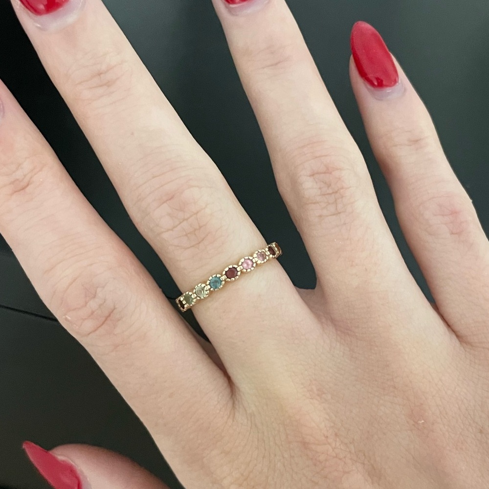 Solid 14kt gold ring with colorful stones